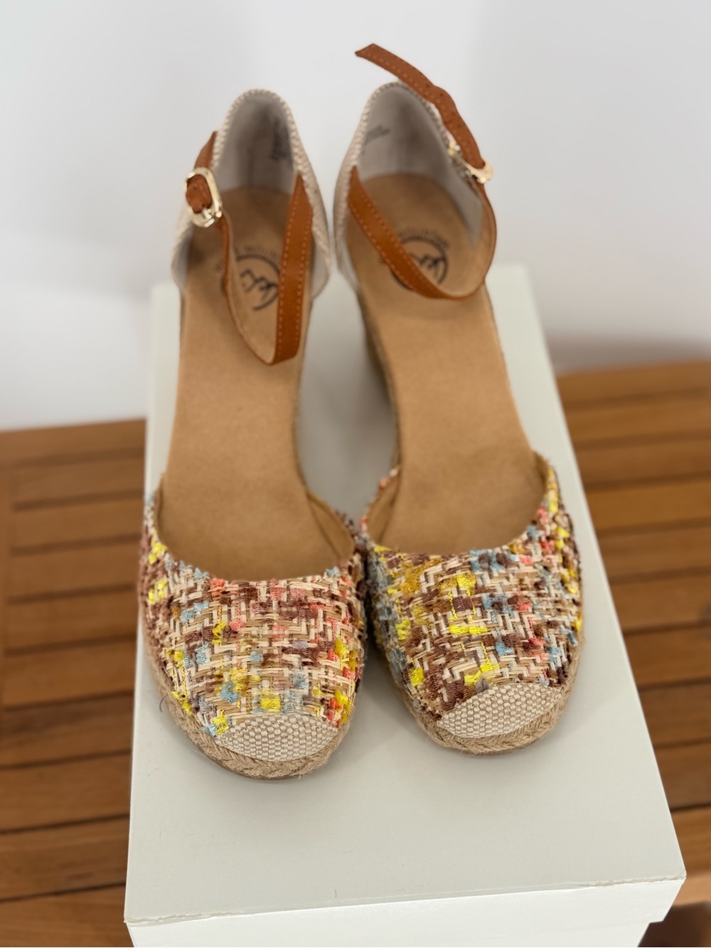NEW White Mountain Mamba Tweed Espadrille Wedge SIZE 7 1/2